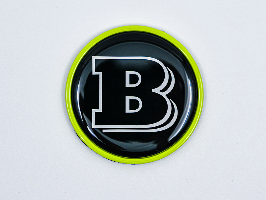 Hood Scoop Metal Badge Lime Green with Black Center and Gray LogoBrabus Emblem 55mm for Mercedes-Benz G-Class W463 W463A